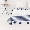 Throw Quilt Wool Large Pom Pom Moroccan Blanket