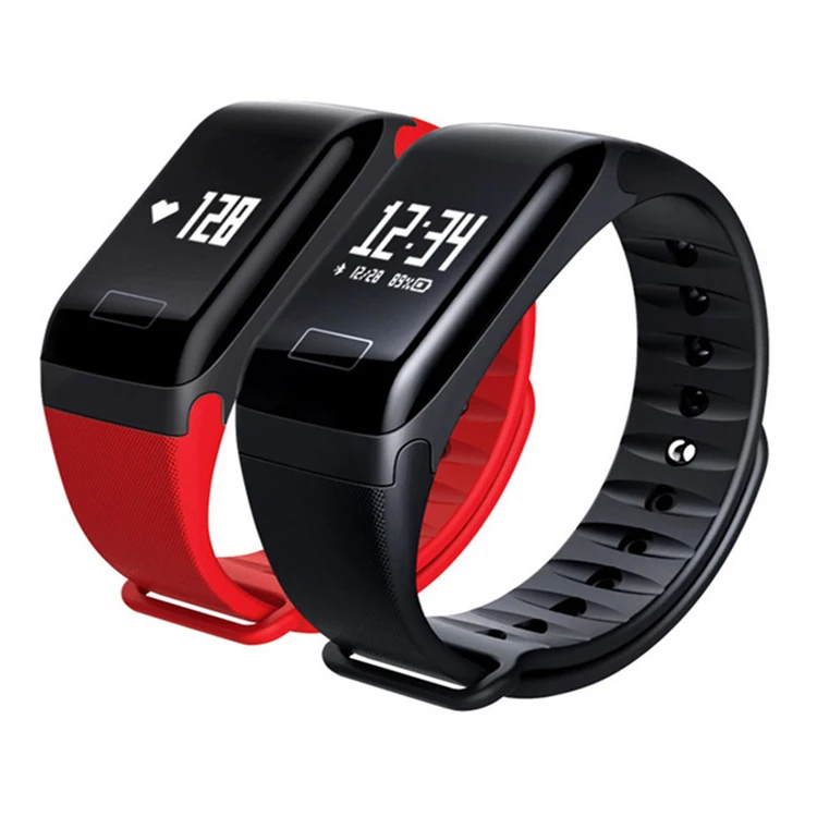 

F1 R3 step counter wristband blood oxygen waterproof silicone bracelet wristband heart rate smart band, Black;blue;red