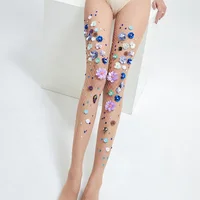 

Sexy Girl Body Stocking Transparent Tights Pantyhose Fishnet Mature Sequin Flower Woman Fishnet Tights Sexy Stocking