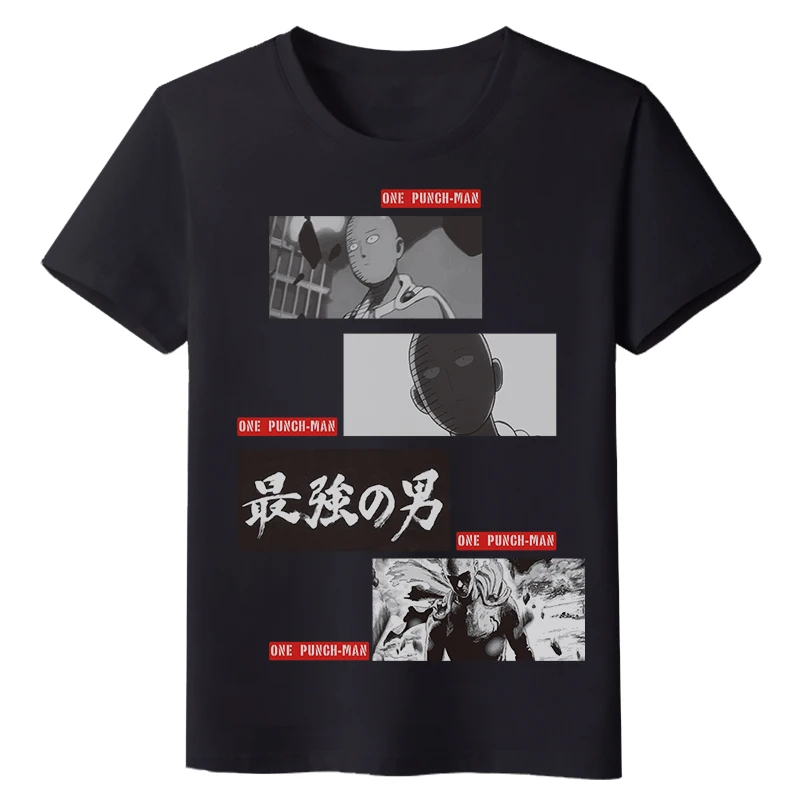 

High Quality Men T-shirt Printing One PUNCH-MAN Anime Tops Cartoon Costume, Black