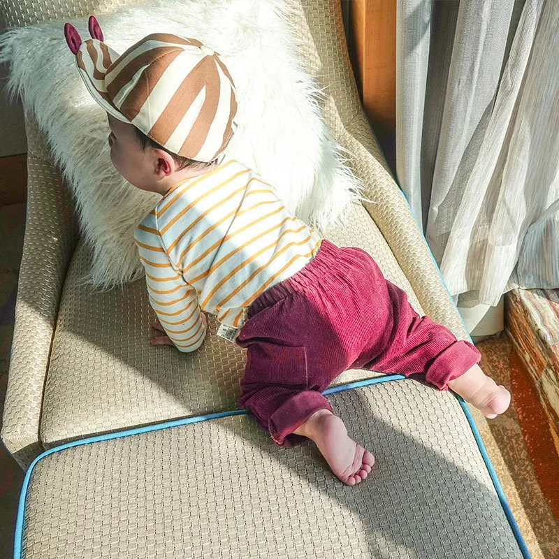 
Factory custom autumn stripe casual baby long sleeve t-shirt cartoon infant clothes 1795 