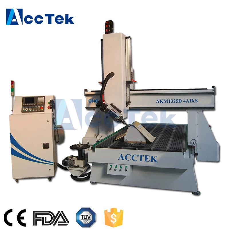 AccTek 1325 high precision 4 axis engraving machine 3d cnc router with atc