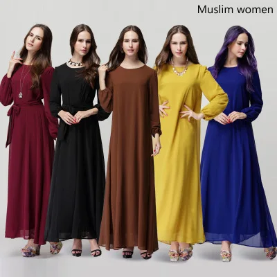 

Elegant modern new arrival abaya ladies maxi latest design new muslim dress wholesale women moroccan abaya kaftan, Black;green;wine red muslim dress indonesia