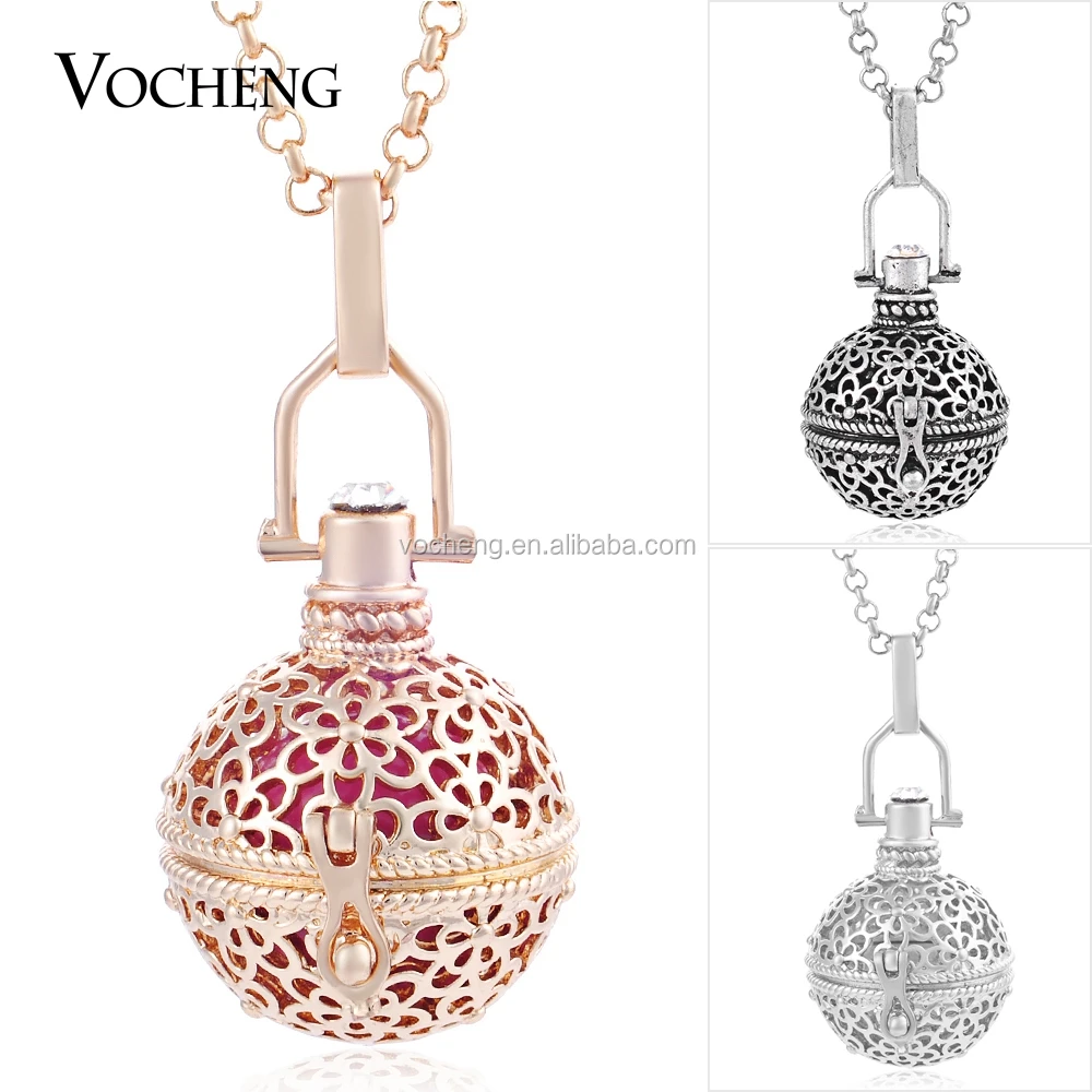 

10pcs/lot Wholesale Vocheng 3 Colors Plated Blossom Baby Chime Cage Locket Box Necklace VA-211*10 Free Shipping