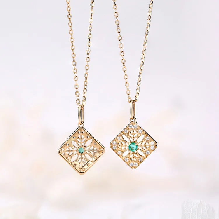 

Wholesale 14k gold jewelry vintage emerald pure gold pendant, Gold/white gold/rose gold