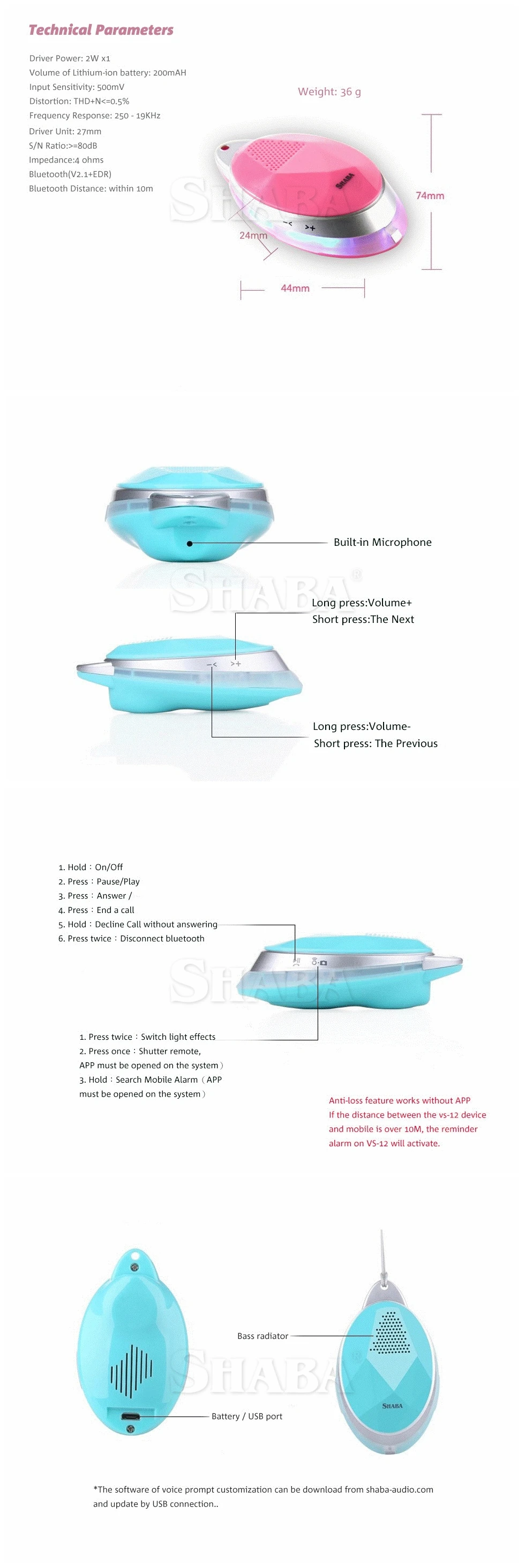 Wireless Speaker portable boombox light luminous AUX Wearable Player mini speaker Shutter Remote Speaker For Entertainment - ANKUX.COM