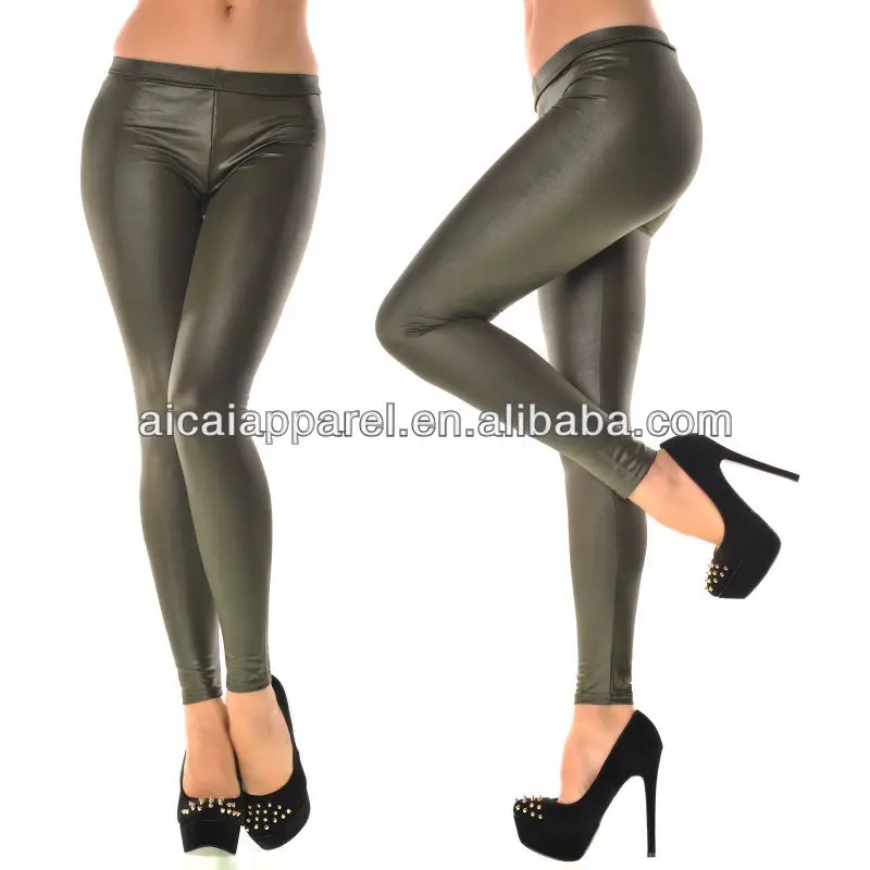 Professional Wholesale 2016 Fashion Ladies Sexy Green Leather Leggins ...