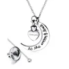 I love you to the moon & Back Heart And Moon Pendant 316L Stainless Steel Pet Casket Necklace