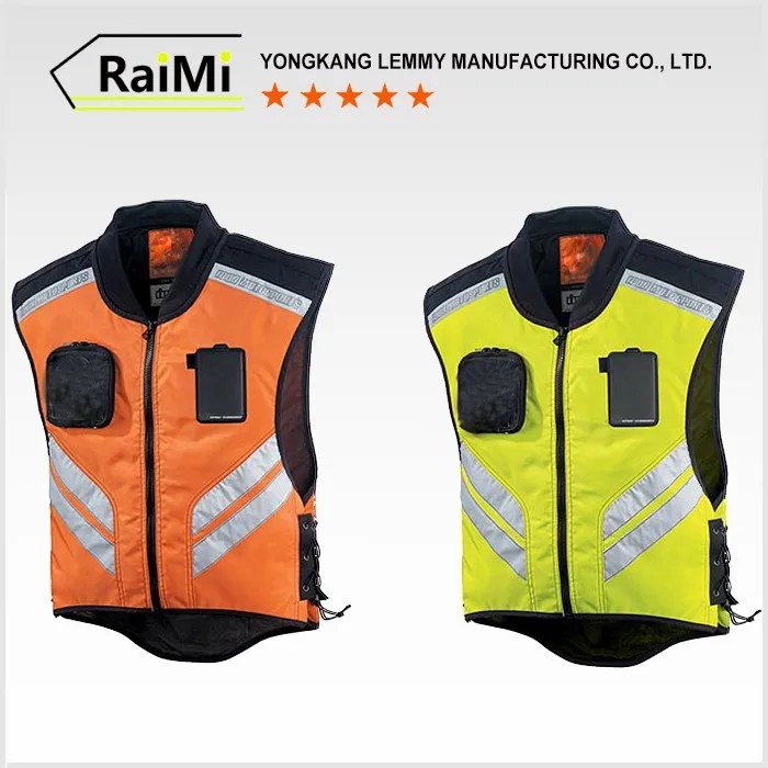 Orange Mens Custom Motorcycle Reflective Vest Motorbike Leather Vest
