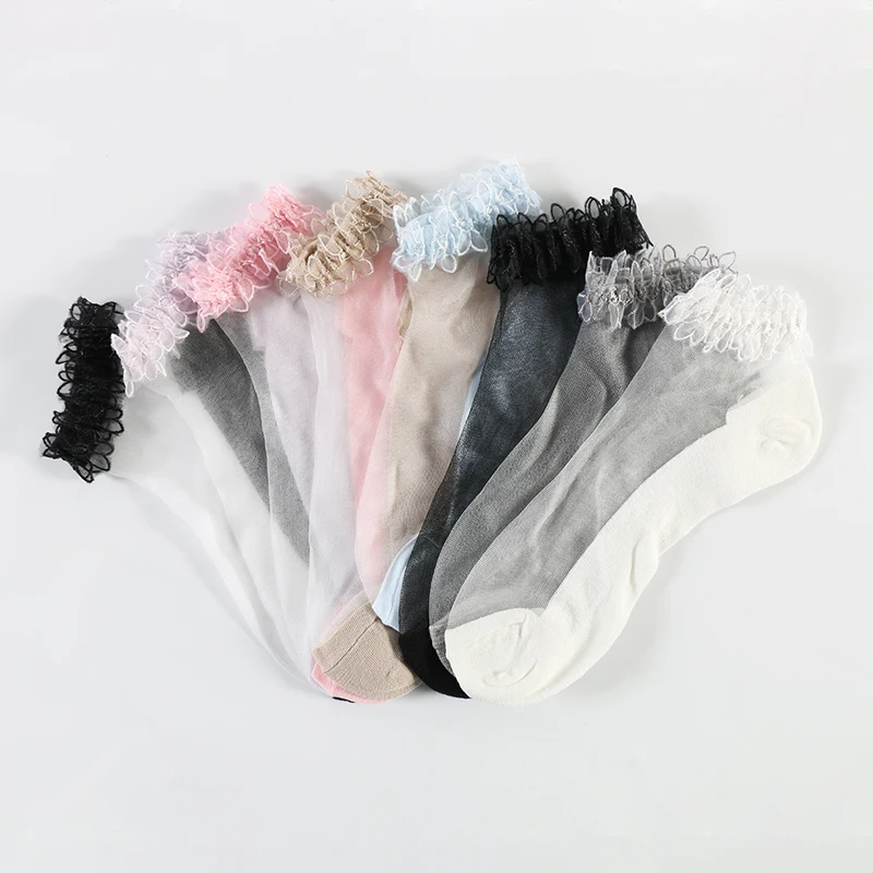 

Crystal silk fashion transparent socks cotton ankle socks girls women ankle socks, Gray,pink,black