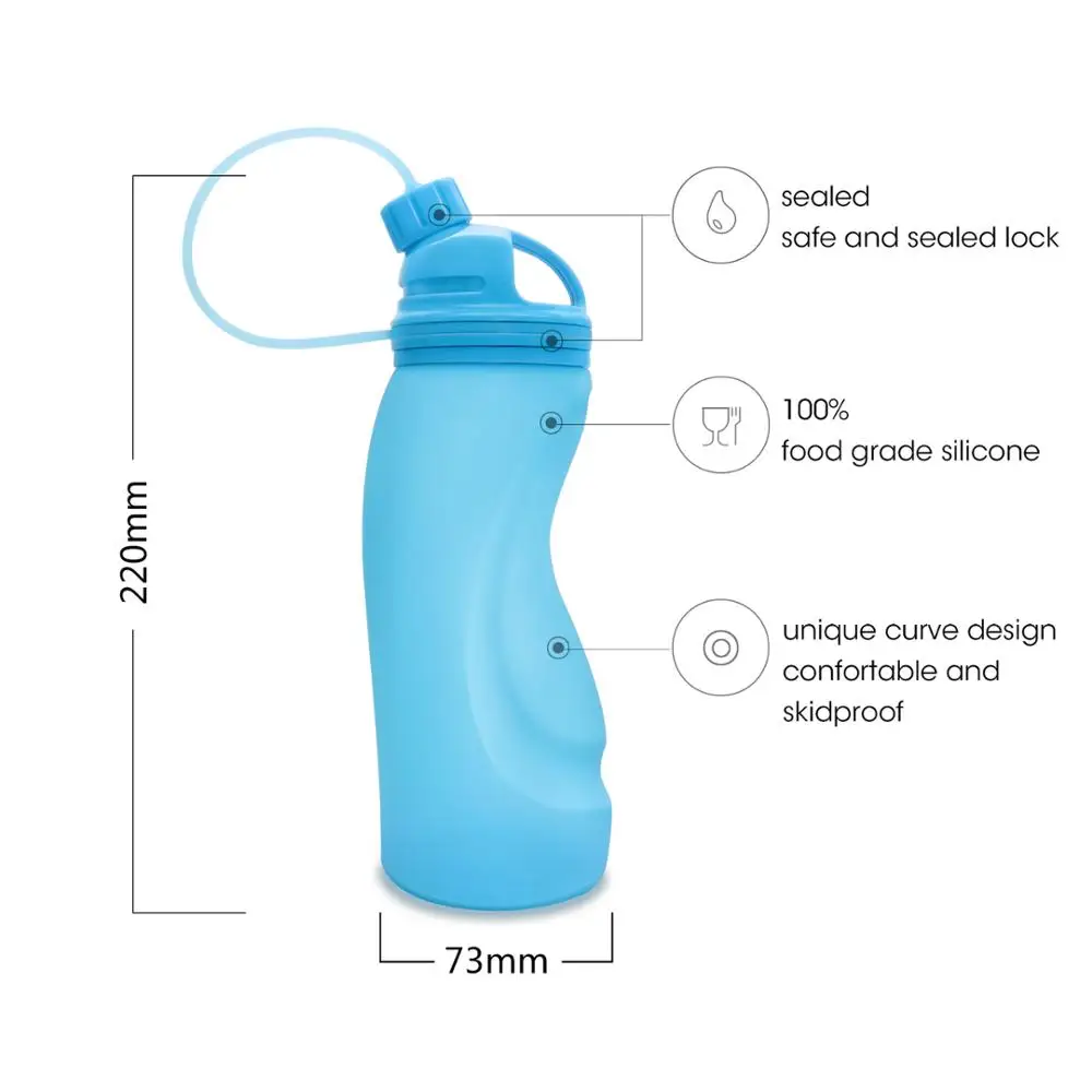 
500ml Folder Silicone Leak-proof Water Bottle for Outdoor Sport Camping Travel 