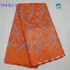 AsoEbi nigeria swiss voile lace fabric 100% cotton swiss lace fabric peach material