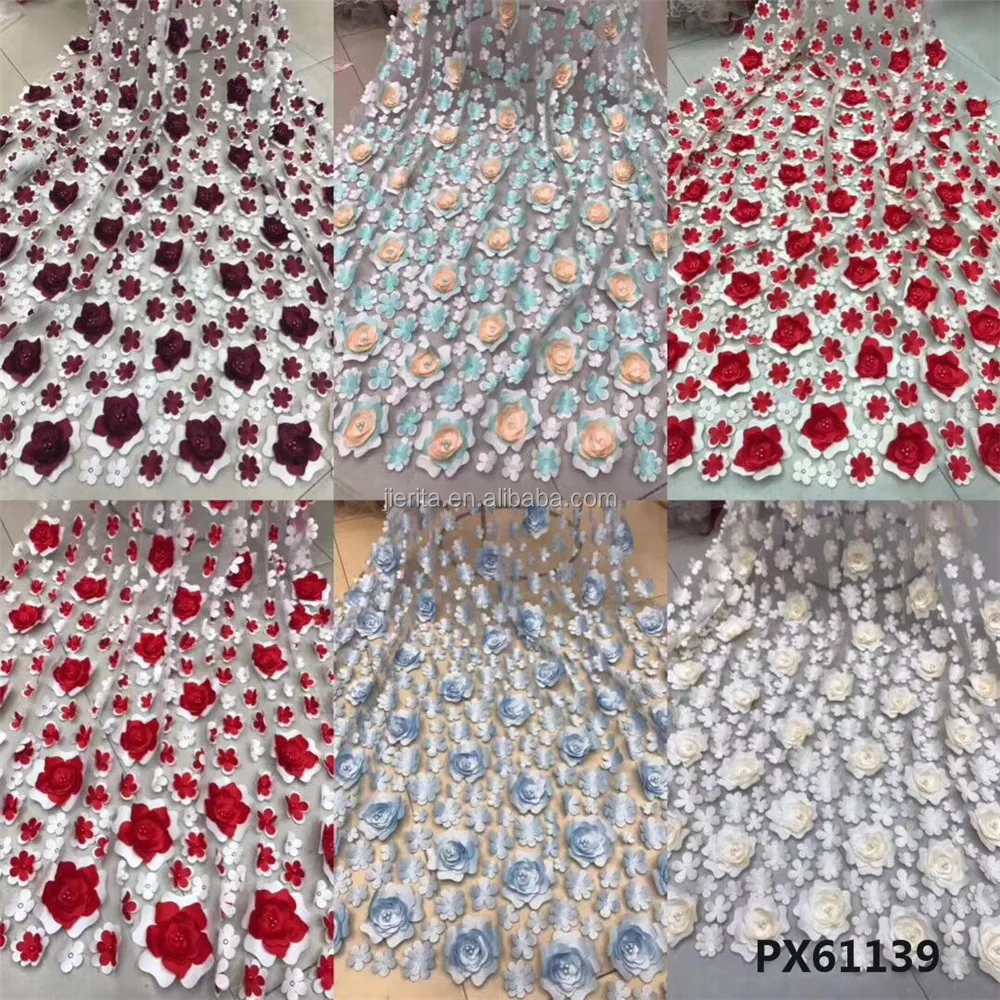 3d flower embroidery lace with pearl