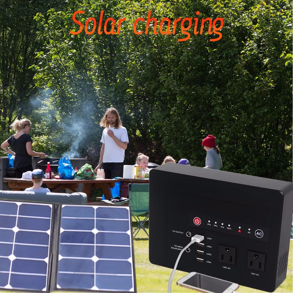 Multifunction Portable Ac/dc Solar Power Charger 110v/120v/220v/230v