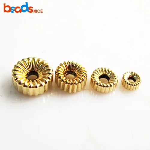 

Beadsnice 14K filled Corrugated rondelle bead stoppers 14k gold spacer beads 3-6mm