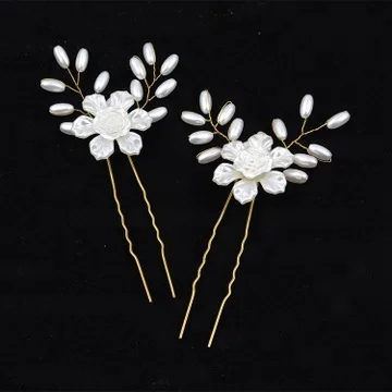 

wholesale price hand-made wedding hair pearl bridal comb headpiece hair accessories bride wedding hairpin, White