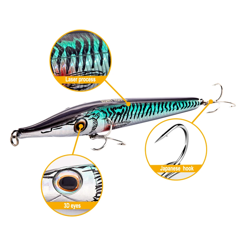 

hard plastic bait pencil popper lure top water pencil lure, 10 colors