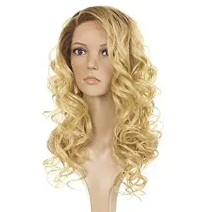 Buy Holly Human Hair Blend Wig Long Curly Rooted Apricot Blonde