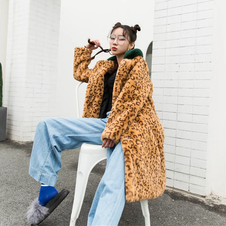 

2018 new arrival winter clothing long luxury Leopard chinchilla warm coats women warm soft faux fur coat, Picture