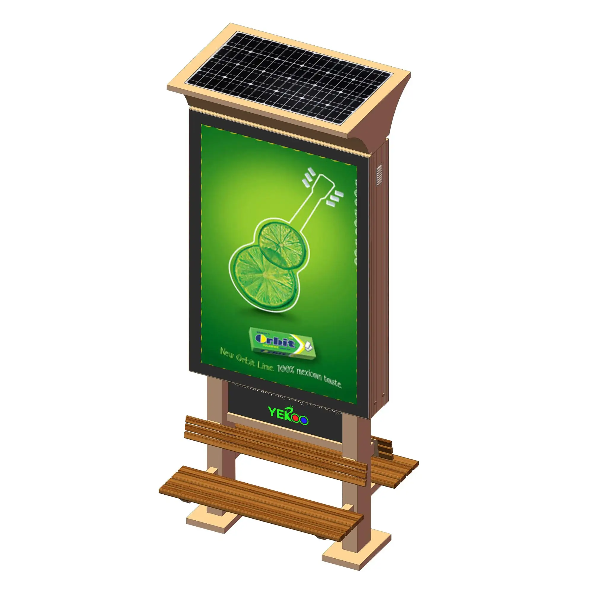 product-YEROO-Outdoor solar powered with bench double sided light box-img