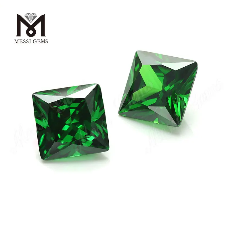 Высокое качество Цвет Циркон Квадратная форма Зеленый CZ Свободные камни с низкой ценой