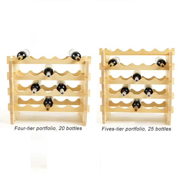 

Wholesale Eco-friendly Wooden Wine Bottle Display Rack 2 layers, Wood color