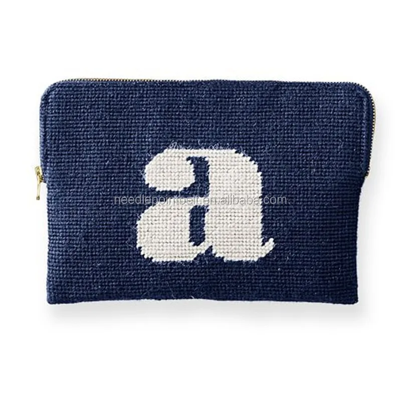 Ashley Handicrafts Needlepoint Initial Zip ClutchA.jpg
