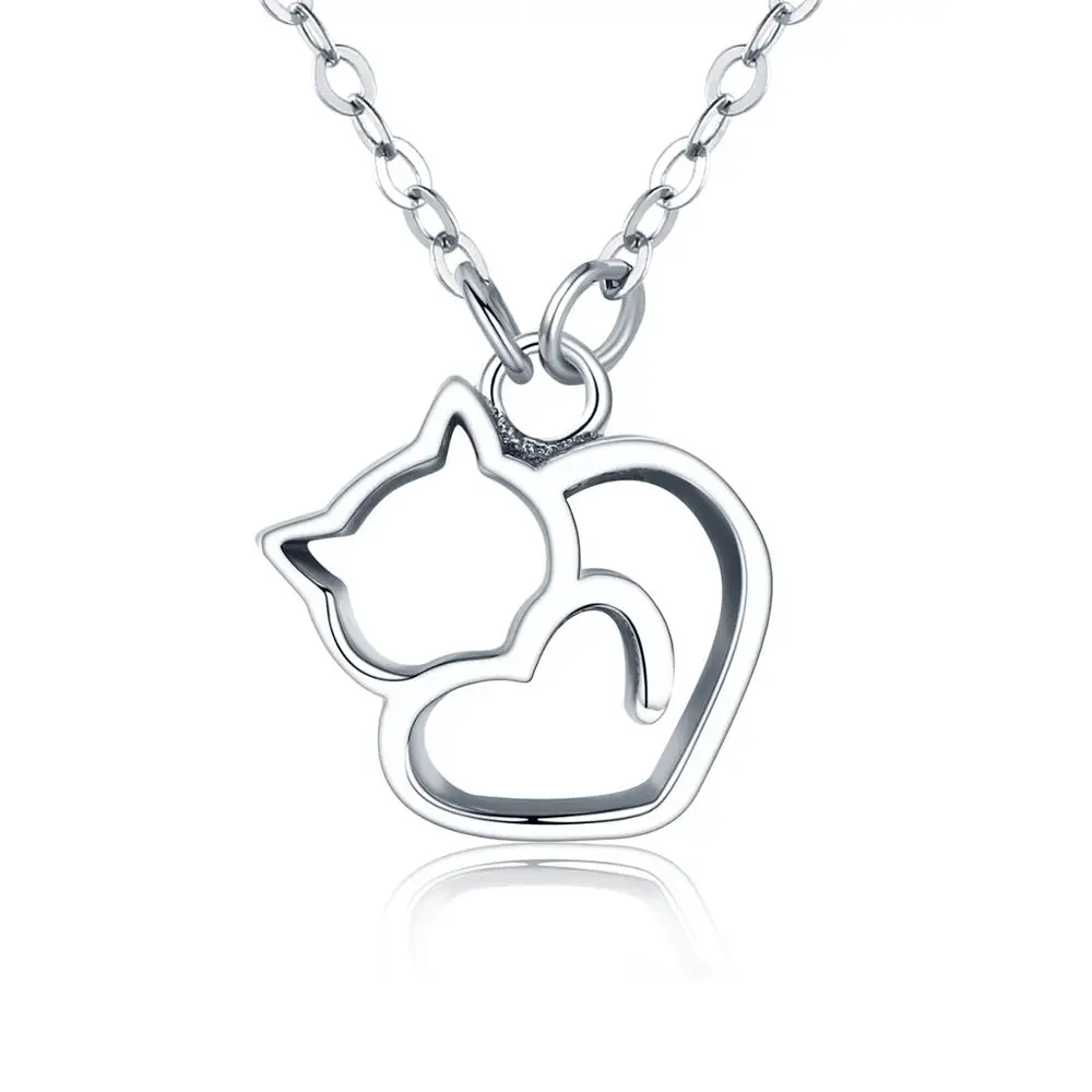 

2018 New 925 Sterling Silver Cat Pendant Necklace Hollow Animal Necklace