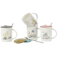 

cartoon coffee mug with lid and spoon for kids gift school