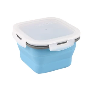 Image of FDA,LFGB Standard Silicone Collapsible Lunch Box Silicone Foldable Box Bowl Storage Box