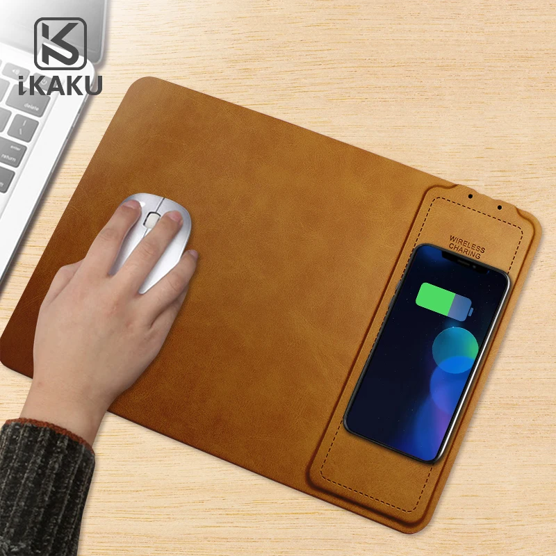 

2018 new trending in korea kc 9v 10 watt luxury leather fast wireless charger mouse pad