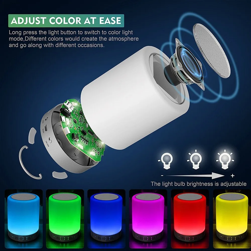 Wireless Smart Flashing 7 Led Changing Lights Touch Lamp Speaker Buy Speaker With Led Light