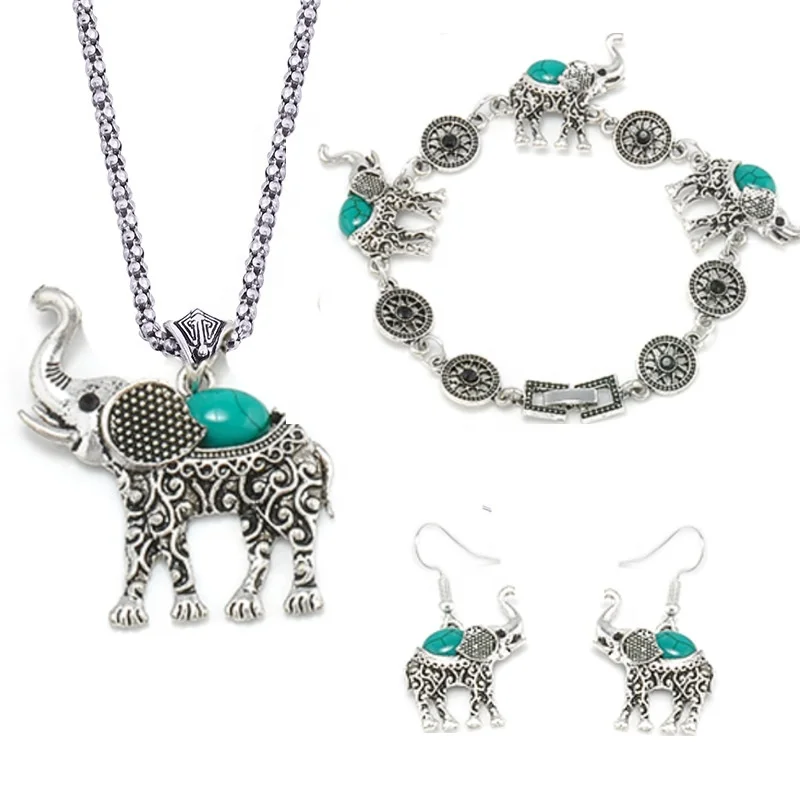 Fashion Alloy Statement Necklace Jewelry Set Elephant Jewelry Set