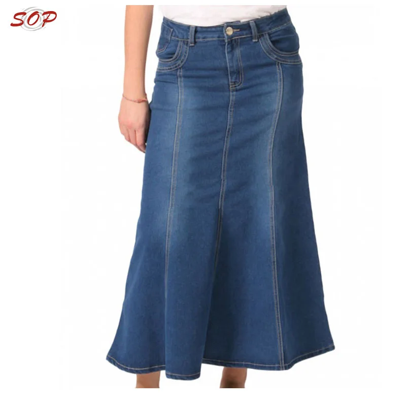 long denim skirt with buttons