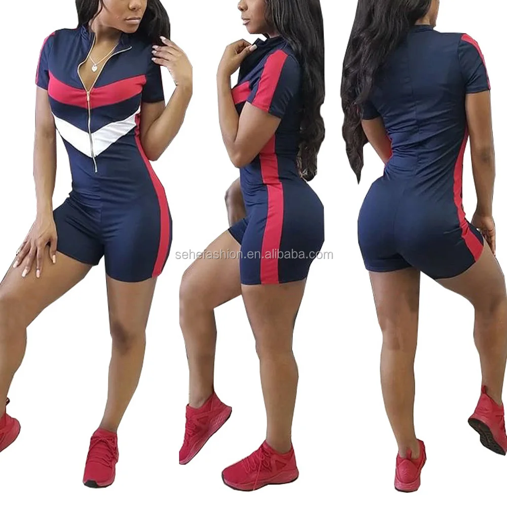 

80409-MX97 Wholesale high quality sexy sport style tight jumpsuit high elastic fabric jumpsuit for women