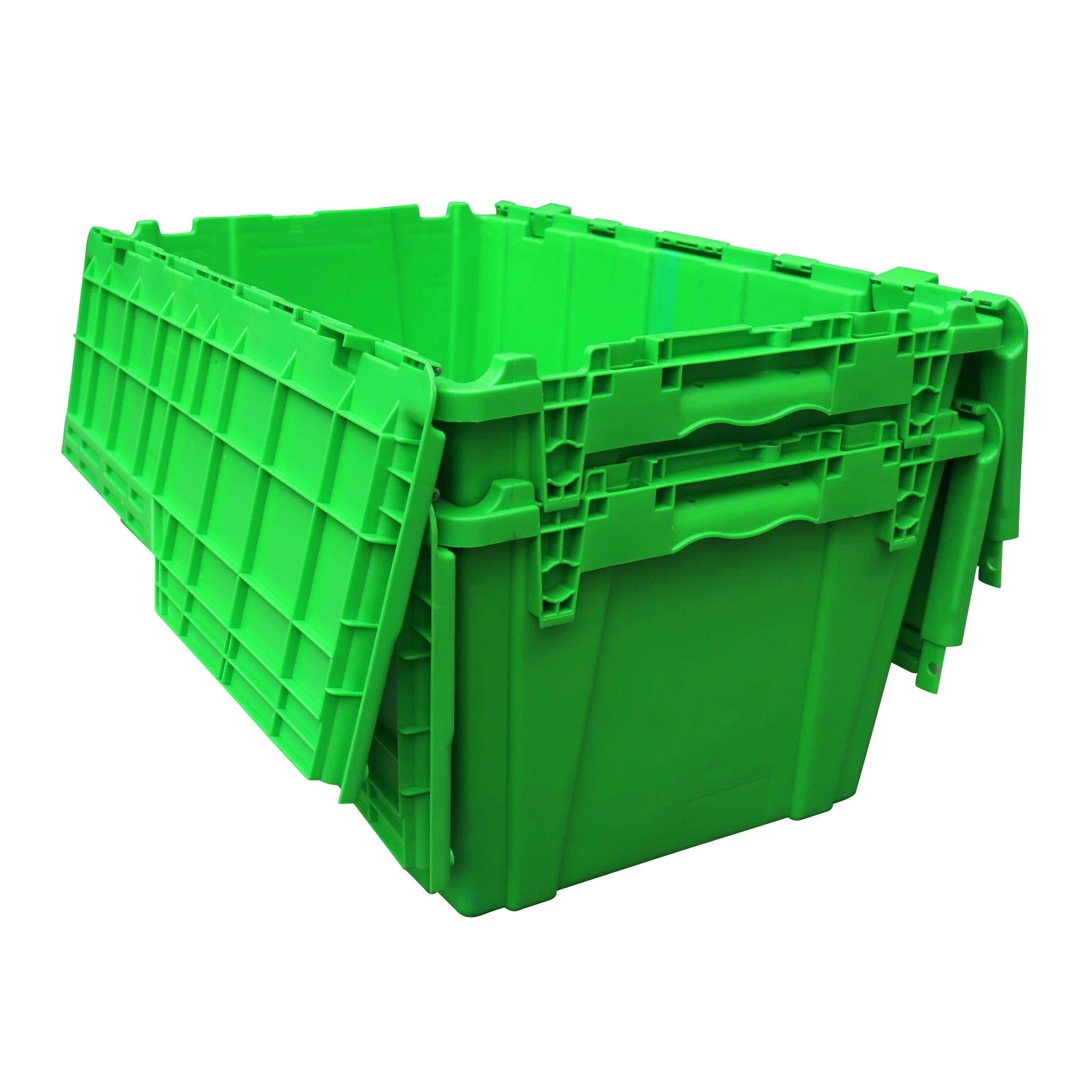 Join Warehouse Plastic Moving Crate Attached Lid Container Logistic