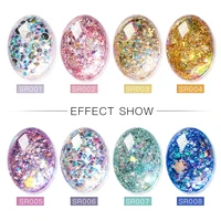 

Wholesale 8 colors mixed hexagon super shining flakes paillette nail glitter powder for DIY nail art decoration