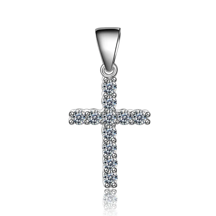 

POLIVA Wholesale High Quality Rhodium plating Ladies Necklace Pendant cubic zirconia 925 Sterling Silver Cross Pendant
