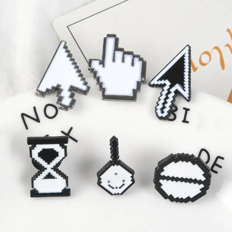 

Click Arrow Icon Hand Magnifier Hourglass Cursor Mouse Brooch Shirt Backpack Lapel Emblems Pin, Picture