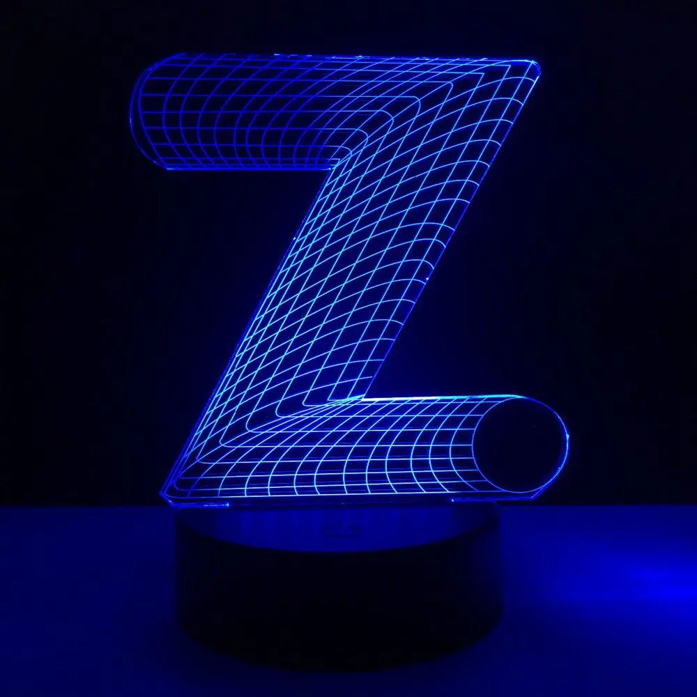 Remote Control Night Light Alphabet Letter Z 7 color Change Desk Table LED Bulb USB Touch Battery Powered Atmosphere Lighting