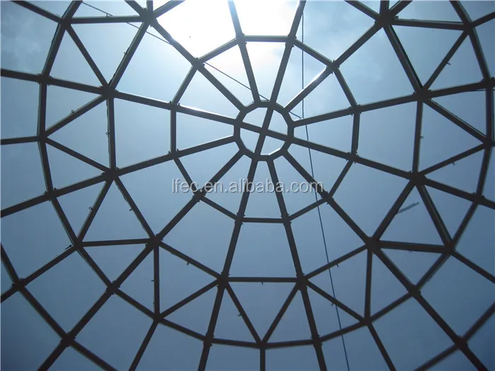Color Light Steel Framed Tempered Glass Dome For Construction
