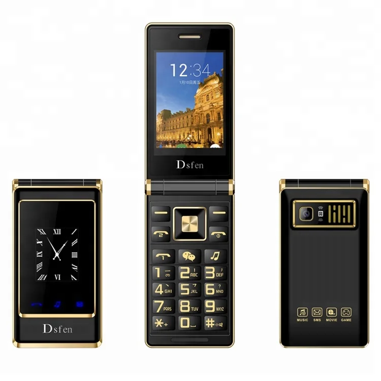 

A15 2676 GSM quad band dual sim telefone support FM Radio MP3 MP4 QQ Wechat Flip mobile phone with 3.0 inch touch screen camera, Black;gold;coffee
