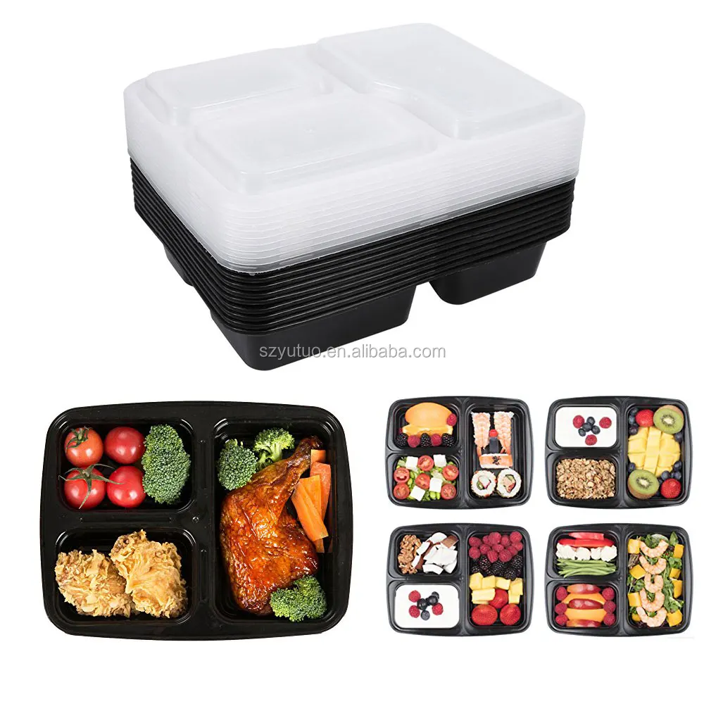 1000ml Compartimento Comida Preparación Contenedores Libre De Plástico