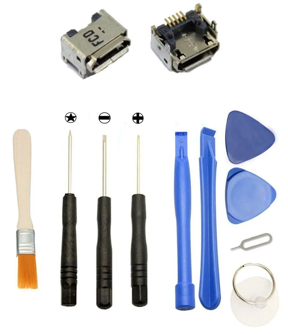 Games&Tech 2 x Micro USB Charging Charger Port Socket DC Power Jack + Tools for Amazon Kindle Fire 7" D01400 2nd Generation