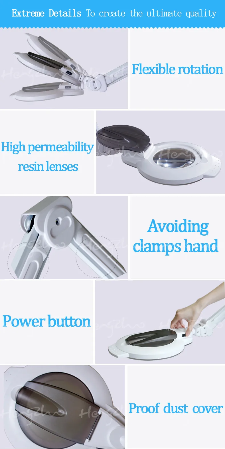 Folding loupe lamp magnifier skin inspection magnifying glass for beauty salon