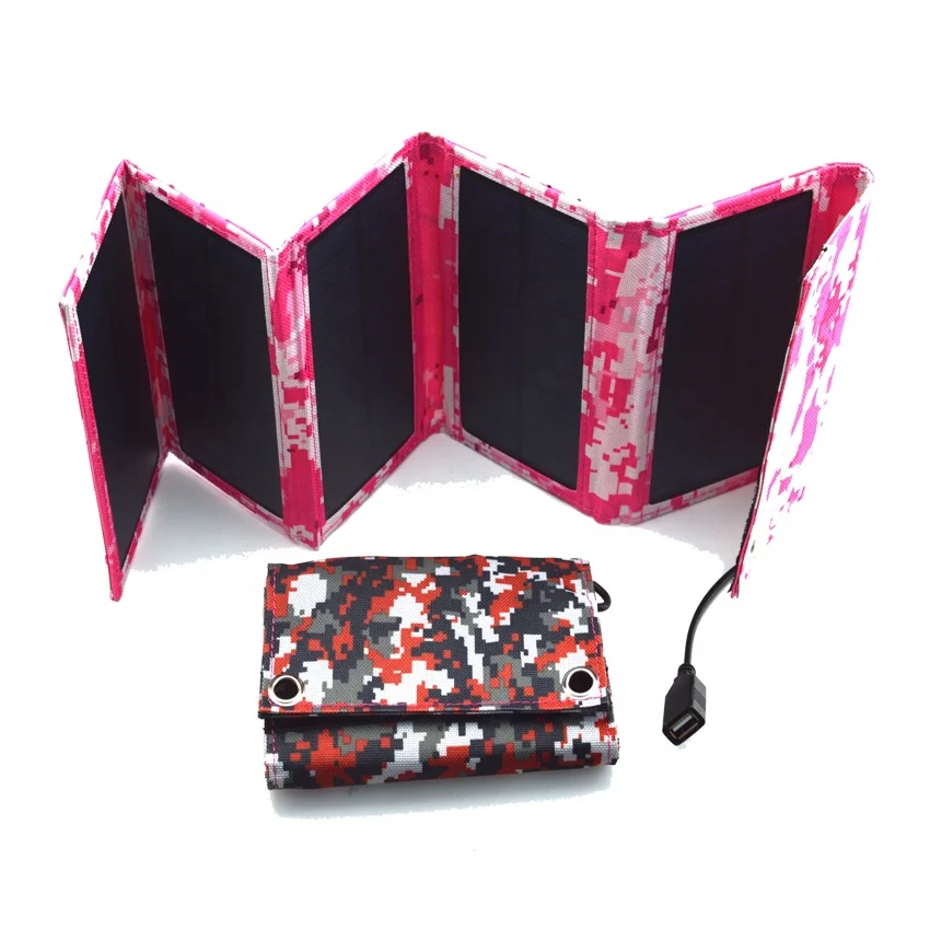 

100% Full Charging by Sunlight Waterproof folding solar panel charger and portable solar power bank for mobile, Camouflage