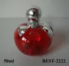 50ml red apple shaped white plastic cap glass perfume refill bottle