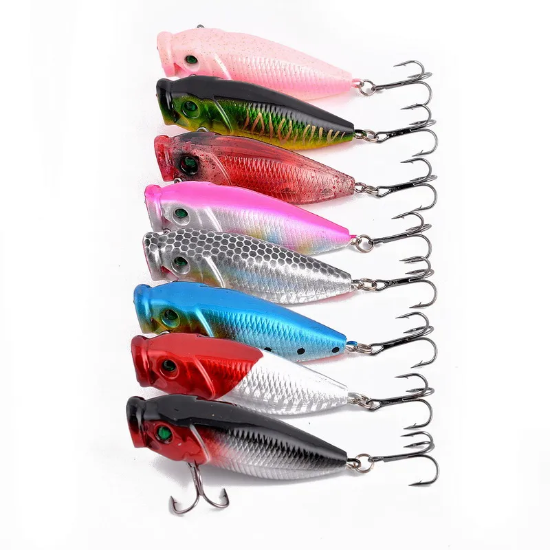 

8Pcs/Pack Poppers fishing lures hard bait 7.5cm/8.5g topwater fish wobbler isca artificial lure tackle pesca, N/a