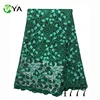 2017 3d tulle lace green and gold 100%polyester sequence embroidered french fabric