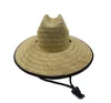 Hot Sale Customer Logo Styles Wide Brim Mat Grass Lifeguard Straw Cowboy Hat For Men Safari with Chin Strap